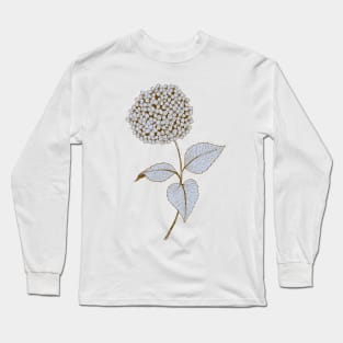 Hydrangea flower botanical line drawing in light blue Long Sleeve T-Shirt